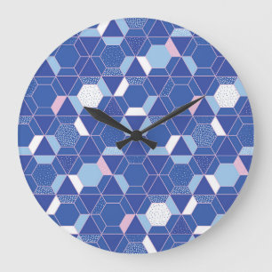 Sechsecke, Dreiecke: geometrisches abstraktes Must Große Wanduhr