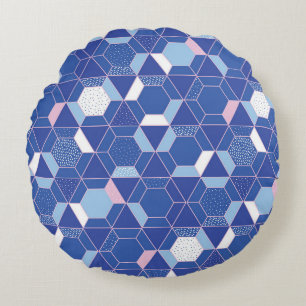 Sechsecke, Dreiecke: geometrisches abstraktes Must Rundes Kissen