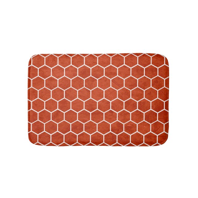 Sechseckgeflecht Rustikaler Stall Rot Badematte (Vorderseite)
