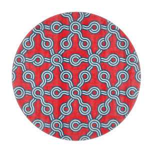 Sechseckgitter, rot blau, geometrisches Muster. Schneidebrett