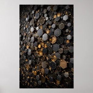 Sechseckige Bienenstock-Mikro-Mosaik-Wandkunst Poster