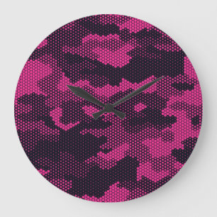 Sechseckige Camouflage, militärischer Hintergrund Große Wanduhr