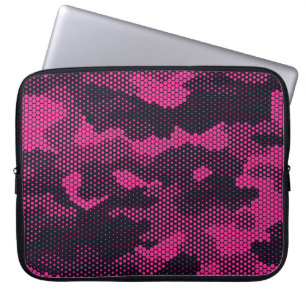 Sechseckige Camouflage, militärischer Hintergrund Laptopschutzhülle
