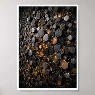 Sechseckige Waben-Mikro-Mosaik-Wandkunst Poster