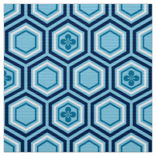 Sechseckiger Kimono-Druck, Marine und hellblaues Stoff