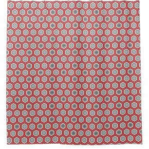Sechseckiger Kimono-Druck, rot und Grau/Grau Duschvorhang