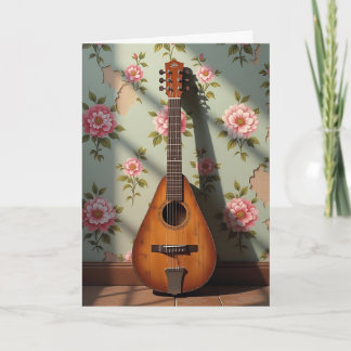 Sechsgestreichtes Dulcimer Vintager Blumengeburt Karte