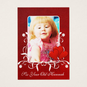 Sechsjährige Mädchen Geburtstagskarte Rote Herzen