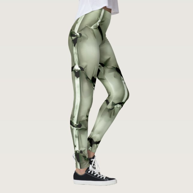 Sechskantgrüner Bubble texturierter Hintergrund Leggings (Rechts)