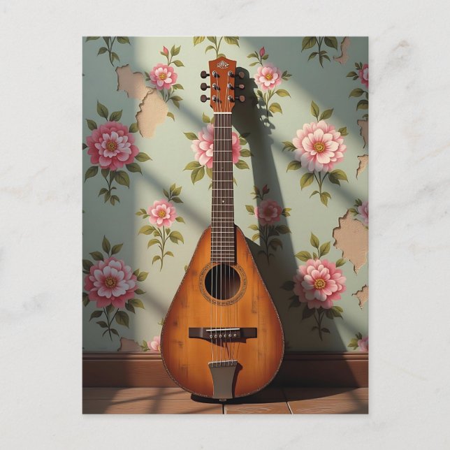 Sechsreihiger Dulcimer Vintag Postkarte (Vorderseite)
