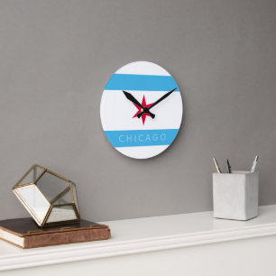Sechsstrahlige Chicago-Stern Runde Wanduhr
