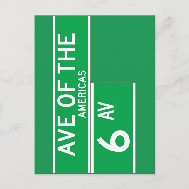 Sechste Av., New York Street Sign Postkarte (Vorderseite)