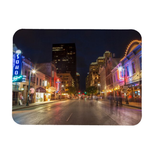 Sechste Straße bei Dusk in Austin, Texas, im Stadt Magnet (Horizontal)