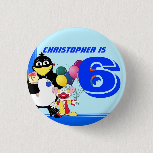Sechster Geburtstag Button (Vorderseite)