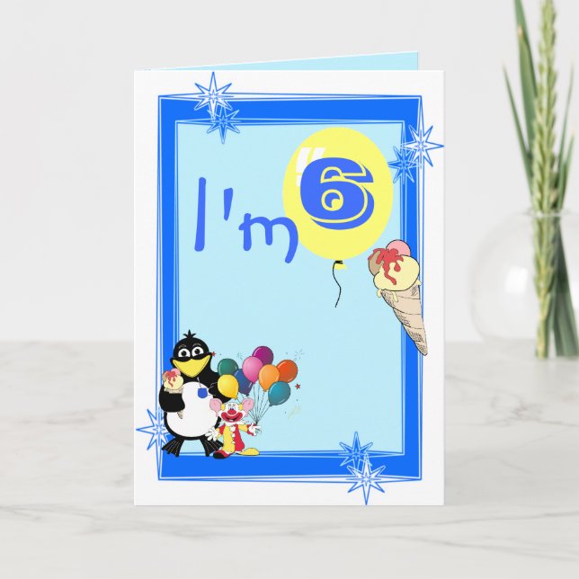 Sechster Geburtstag Karte (Vorderseite)