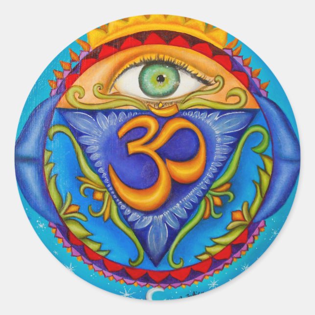 Sechstes Chakra, drittes Auge Runder Aufkleber (Vorderseite)