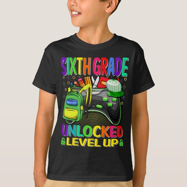 Sechstes Level-Up-Videospiel der Stufe entsperrt T-Shirt (Vorderseite)