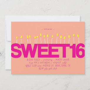 SECHZEHN CANDLES 16 . GEBURTSTAG BIRTHDAY EINLADUNG