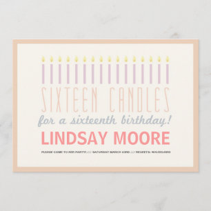 Sechzehn Kerzen zum Geburtstag einladen Einladung
