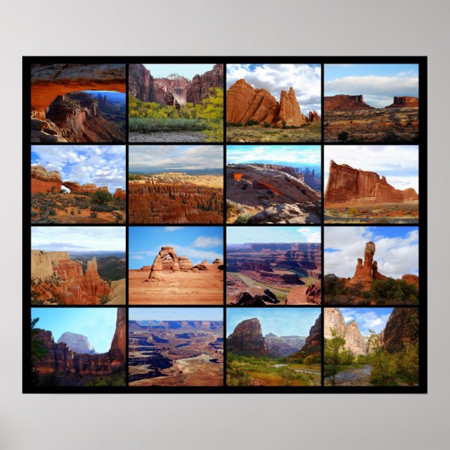 Sechzehn Utah Landschaftsbilder Poster (Vorne)