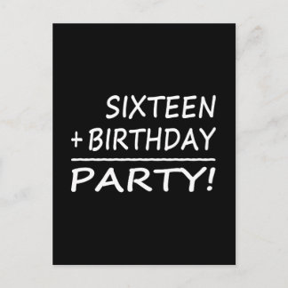 Sechzehnte Geburtstage: Sechzehn + Geburtstag = Pa Einladungspostkarte