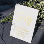 sechzig | Chic Foil Script 60. Geburtstagsparty Folieneinladung<br><div class="desc">Feiern Sie Ihren besonderen Tag mit dieser stilvollen 60. Geburtstagsfoto-Einladung. Dieses Design zeichnet sich durch eine schicke Schrift "Sixty" mit einem sauberen Layout aus. Sie können die Briefmarke der reellen Folie wählen (Gold,  Silber,  Rose Gold). Weitere Designs und Party-Zubehör sind in meinem Shop BaraBomDesign erhältlich.</div>