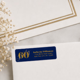 Sechzig Elegante Blau & Gold 60. Geburtstagseinlad