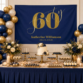 Sechzig Elegantes Blau & Gold 60. Geburtstag Banner