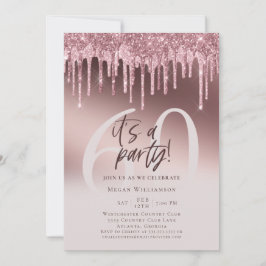 Sechzig Es ist ein Party Pink Glitzer 60. Geburtst Einladung