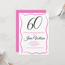 Sechzig & Fabulous Einladung Chic Pink & Schwarz