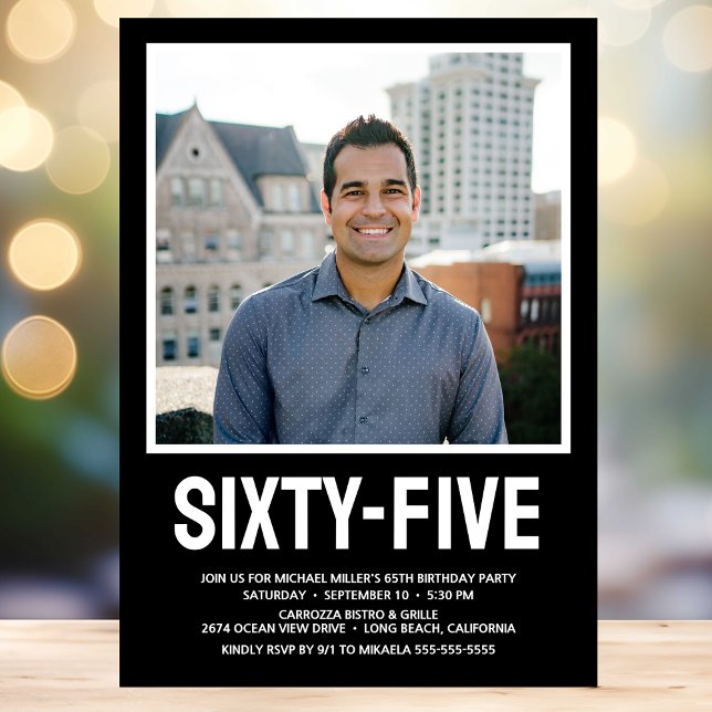 Sechzig Fünf 65. Geburtstag Fett-Foto Einladung (Von Creator hochgeladen)