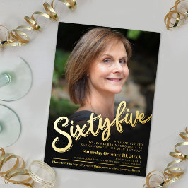 Sechzig fünfundsechzig Geburtstag zollfreies Foto, Folieneinladung