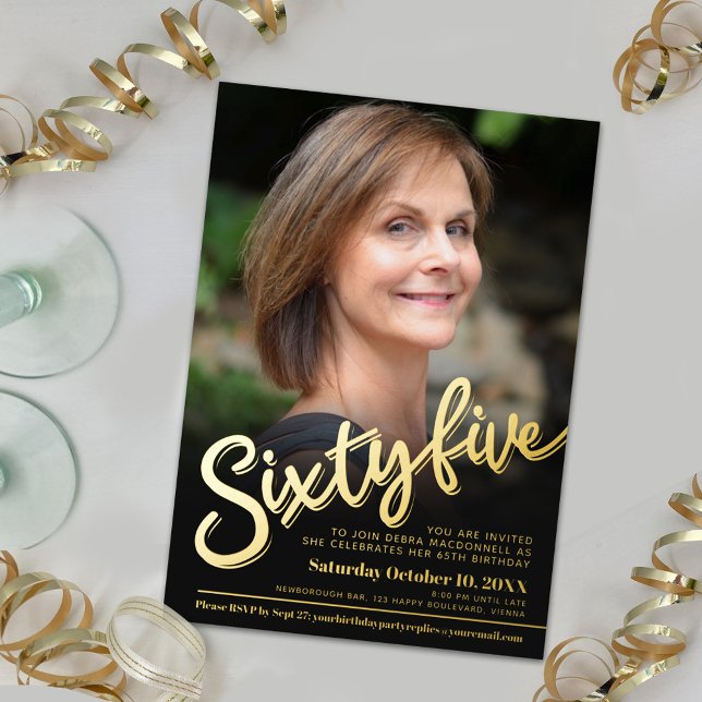 Sechzig fünfundsechzig Geburtstag zollfreies Foto, Folieneinladung (Von Creator hochgeladen)