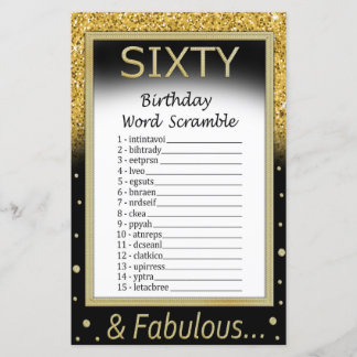 Sechzig Geburtstage Word Scramble Game