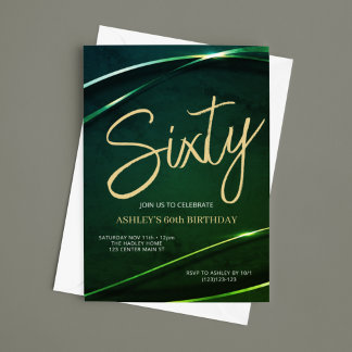 Sechzig Smaragdgrün und Gold 60. Geburtstag Einladung
