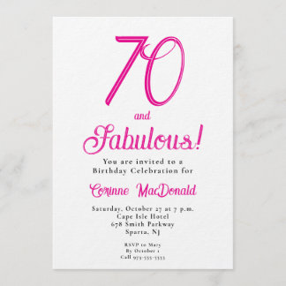 Sechzig und Fantastisch Skript Pink 70. Geburtstag Einladung
