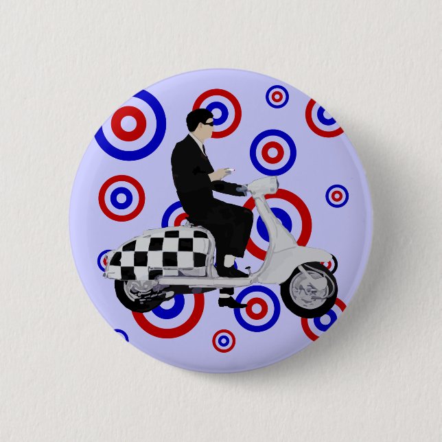 Sechziger-Karo-Mod-Rollerreiter Button (Vorderseite)