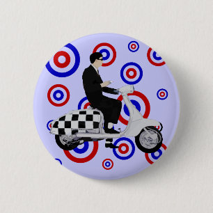 Sechziger-Karo-Mod-Rollerreiter Button