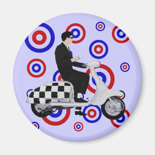 Sechziger-Karo-Mod-Rollerreiter Magnet