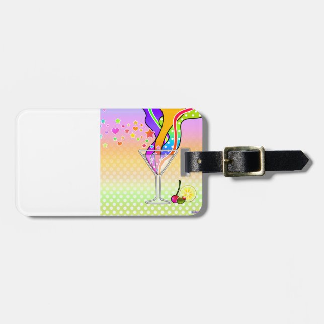 SECHZIGER-POP-KUNST-ART MARTINI GEPÄCKANHÄNGER (Vorderseite horizontal)