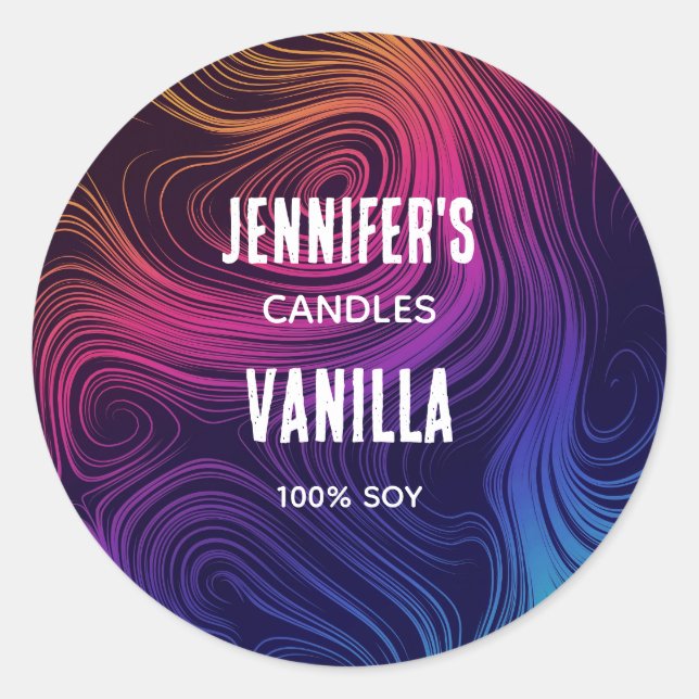 Sechzigere Vibe Circles & Wirbel Cool Candle Busin Runder Aufkleber (Vorderseite)