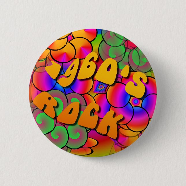 Sechzigerjahre Felsen-psychedelischer Button (Vorderseite)