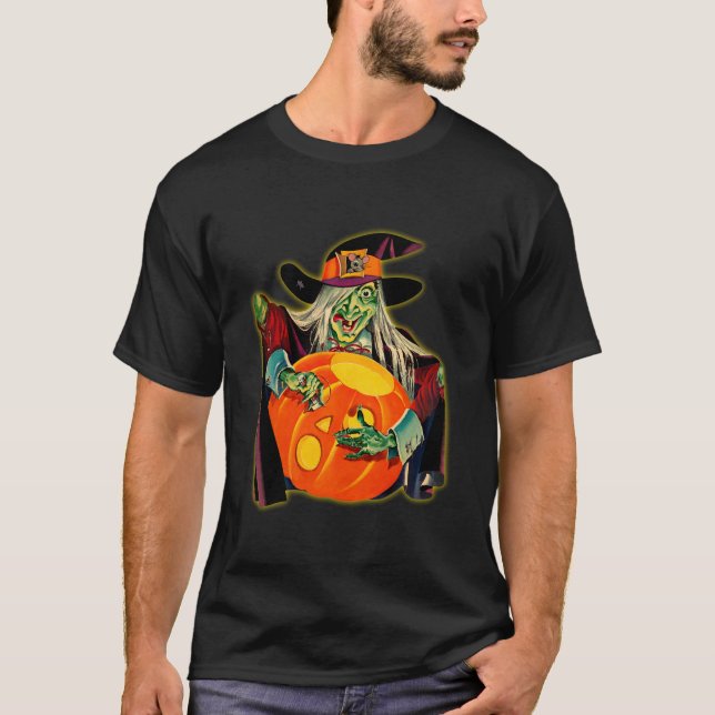 Sechzigerjahre Hexe - Jack O'Lantern T - Shirt (Vorderseite)