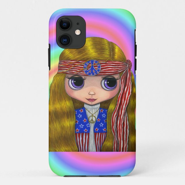 Sechzigerjahre, Siebzigerjahre Hippie-Küken im US Case-Mate iPhone Hülle (Rückseite)