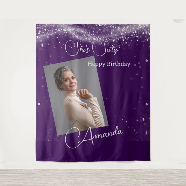 Sechzigster Geburtstag Foto Wandteppich (Vorderseite)