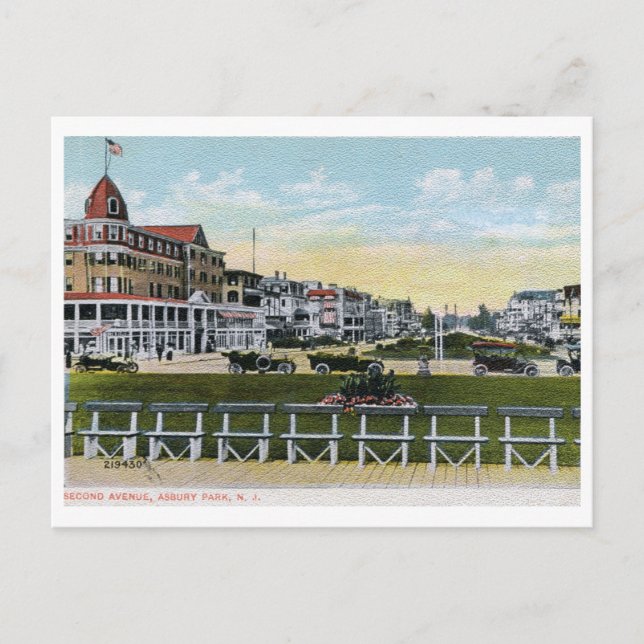 Second Ave, Asbury Park, NJ Vintag Postkarte (Vorderseite)