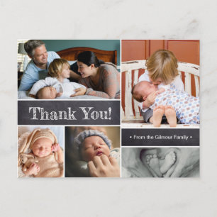 Second Baby Birth Foto Collage vielen Dank Ankündigungspostkarte