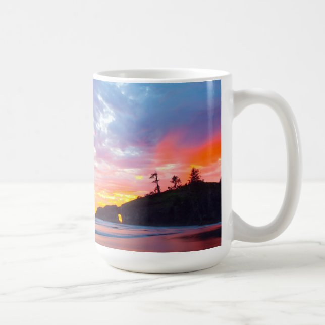Second Beach bei Sonnenuntergang, Washington Kaffeetasse (Rechts)