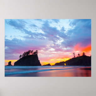 Second Beach bei Sonnenuntergang, Washington Poster