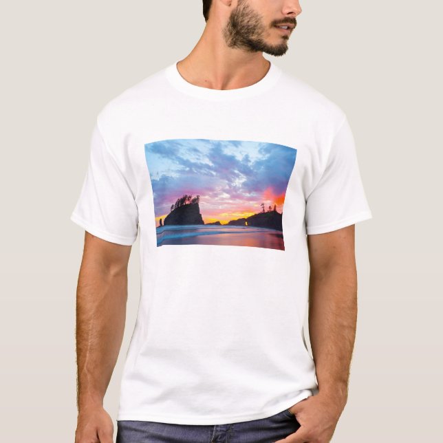 Second Beach bei Sonnenuntergang, Washington T-Shirt (Vorderseite)